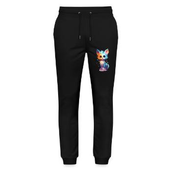 Niedliches kleines Sweetheard Kitty Cat Shirt Design - Stanley/Stella Unisex Bio Jogginghose Mover  - Schwarz - Vorne - Marisol (170cm) & Nik (191cm)