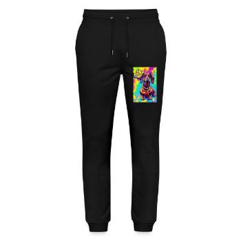 Modern Pop Art Print | Badger with Graffiti Colorful - Stanley/Stella Mover Unisex Organic Jogging Trousers - black - Front - Marisol (170cm) & Nik (191cm)