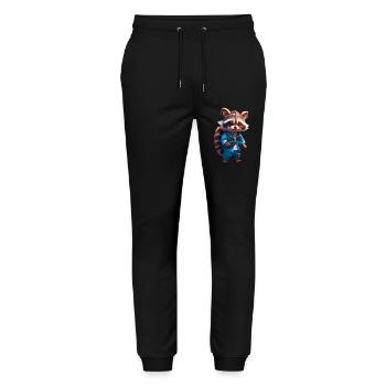 Happy Chibi raccoon racoon in jeans - Stanley/Stella Mover Unisex Organic Jogging Trousers - black - Front - Marisol (170cm) & Nik (191cm)