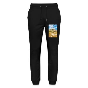 Le mur d’Oštrica (Bedem Grebastica) Croatie - Pantalon de jogging bio MOVER Stanley/Stella unisexe - noir - Devant - Marisol (170cm) & Nik (191cm)