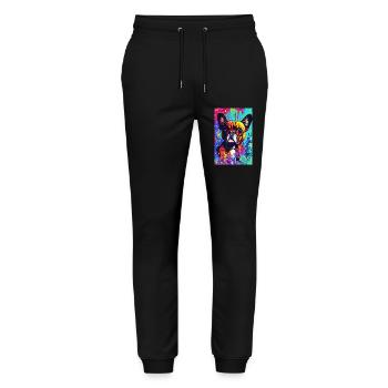 Modern Pop Art Print | colorful | French Bulldog - Stanley/Stella Mover Unisex Organic Jogging Trousers - black - Front - Marisol (170cm) & Nik (191cm)