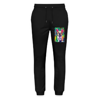 Modern Pop Art Print | colorful | French Bulldog - Stanley/Stella Mover Unisex Organic Jogging Trousers - black - Front - Marisol (170cm) & Nik (191cm)