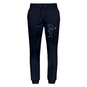 Hold My Heart - Geschenkidee zum Valentinstag - Stanley/Stella Unisex Bio Jogginghose Mover  - Navy - Vorne - Marisol (170cm) & Nik (191cm)