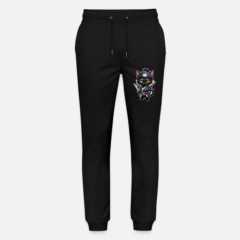 Ninja Cat - Samurai Kitten - Stanley/Stella Mover Unisex Organic Jogging Trousers - black