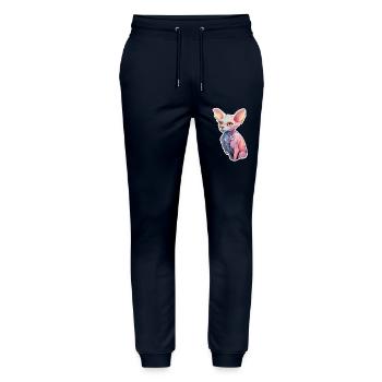 Sphinx Cat - Stanley/Stella Mover Unisex Organic Jogging Trousers - navy - Front - Marisol (170cm) & Nik (191cm)