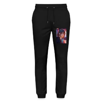 "Anime Girl Design - Motif Manga Esthétique pour - Pantalon de jogging bio MOVER Stanley/Stella unisexe - noir - Devant - Marisol (170cm) & Nik (191cm)