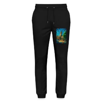 Hamburg RATHAUS – Pracht der Hanse - Stanley/Stella Unisex Bio Jogginghose Mover  - Schwarz - Vorne - Marisol (170cm) & Nik (191cm)