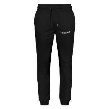 Prayer flags - Stanley/Stella Mover Unisex Organic Jogging Trousers - black - Front - Marisol (170cm) & Nik (191cm)