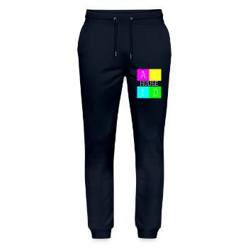 Acid house white - Stanley/Stella Mover Unisex Organic Jogging Trousers - navy - Front - Marisol (170cm) & Nik (191cm)