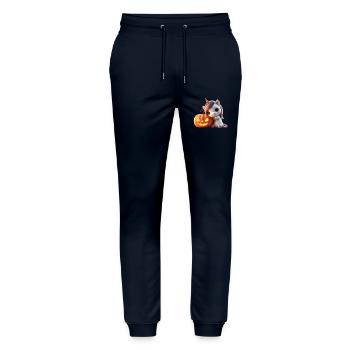 Cute unicorn leaning on pumpkin halloween - Stanley/Stella Mover Unisex Organic Jogging Trousers - navy - Front - Marisol (170cm) & Nik (191cm)