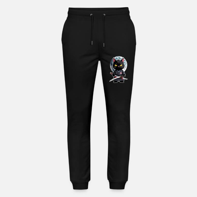 Ninja Cat - Samurai Kitten - Stanley/Stella Mover Unisex Organic Jogging Trousers - black