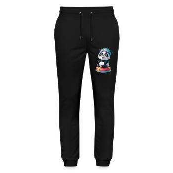 Pandas Schwimmabenteuer! - Stanley/Stella Unisex Bio Jogginghose Mover  - Schwarz - Vorne - Marisol (170cm) & Nik (191cm)