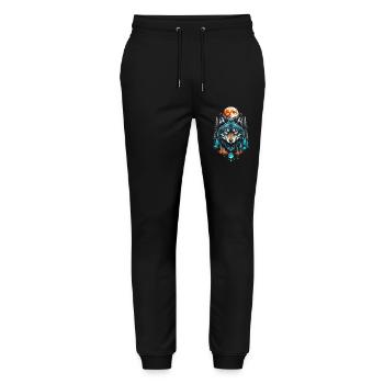Wolf Geometric Moon Forest - Stanley/Stella Mover Unisex Organic Jogging Trousers - black - Front - Marisol (170cm) & Nik (191cm)