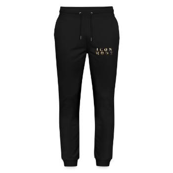 ICON MODE im luxuriösen Gold-Marbled-Look - Stanley/Stella Unisex Bio Jogginghose Mover  - Schwarz - Vorne - Marisol (170cm) & Nik (191cm)
