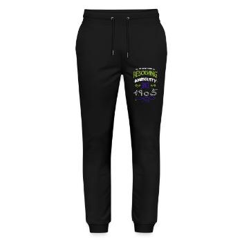 birthday present idea copywriter humor gift fun - Stanley/Stella Unisex Bio Jogginghose Mover  - Schwarz - Vorne - Marisol (170cm) & Nik (191cm)