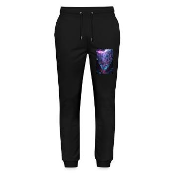 Une ville dans la vallée cyberpunk - Pantalon de jogging bio MOVER Stanley/Stella unisexe - noir - Devant - Marisol (170cm) & Nik (191cm)