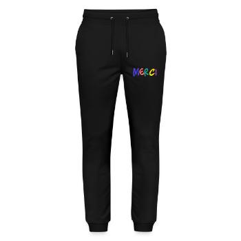 MERCI. MAÎTRESSE. MAÎTRE. MERCI MAÎTRESSE - Pantalon de jogging bio MOVER Stanley/Stella unisexe - noir - Devant - Marisol (170cm) & Nik (191cm)
