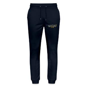 Malmö gegründet 1986 - Stanley/Stella Unisex Bio Jogginghose Mover  - Navy - Vorne - Marisol (170cm) & Nik (191cm)