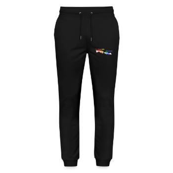 Solidarität gewinnt Pride T-Shirt Regenbogen - Stanley/Stella Unisex Bio Jogginghose Mover  - Schwarz - Vorne - Marisol (170cm) & Nik (191cm)