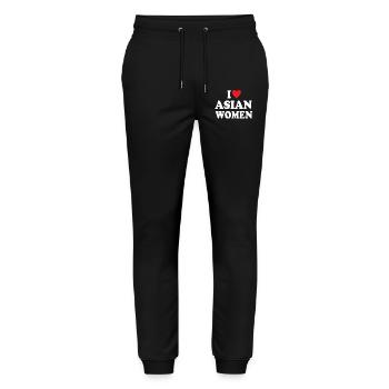 I Love Asian Women - Stanley/Stella Unisex Bio Jogginghose Mover  - Schwarz - Vorne - Marisol (170cm) & Nik (191cm)