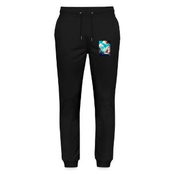 Londres Angleterre Vintage voyage affiche WPA Souvenir - Pantalon de jogging bio MOVER Stanley/Stella unisexe - noir - Devant - Marisol (170cm) & Nik (191cm)