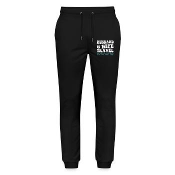 Husband and Wife Travel Partners for Life - Stanley/Stella Mover Unisex Organic Jogging Trousers - black - Front - Marisol (170cm) & Nik (191cm)