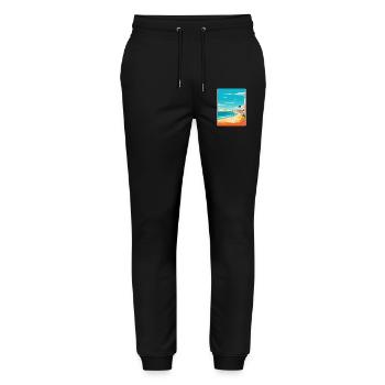 Lanzarote Spain Vintage Travel Poster Souvenir WPA - Stanley/Stella Mover Unisex Organic Jogging Trousers - black - Front - Marisol (170cm) & Nik (191cm)
