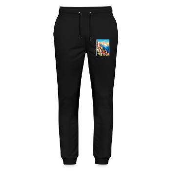 Amalfi Italy Vintage Travel Poster WPA Souvenir - Stanley/Stella Mover Unisex Organic Jogging Trousers - black - Front - Marisol (170cm) & Nik (191cm)