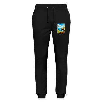 Slieve League Irlande Royaume-Uni Affiche de voyage vintage WPA - Pantalon de jogging bio MOVER Stanley/Stella unisexe - noir - Devant - Marisol (170cm) & Nik (191cm)
