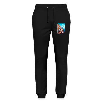 Positano Italie Affiche de voyage vintage Souvenir WPA - Pantalon de jogging bio MOVER Stanley/Stella unisexe - noir - Devant - Marisol (170cm) & Nik (191cm)