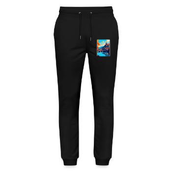 Heidelberg Germany Vintage Travel Poster Souvenir - Stanley/Stella Mover Unisex Organic Jogging Trousers - black - Front - Marisol (170cm) & Nik (191cm)