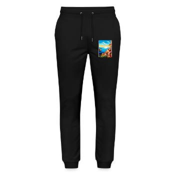 Sicily Italy Vintage Travel Poster WPA Souvenir - Stanley/Stella Mover Unisex Organic Jogging Trousers - black - Front - Marisol (170cm) & Nik (191cm)