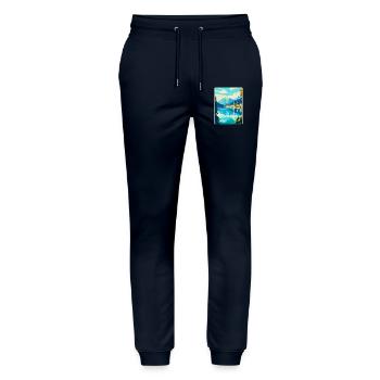 Lucerne Suisse Affiche de voyage vintage souvenir - Pantalon de jogging bio MOVER Stanley/Stella unisexe - marine - Devant - Marisol (170cm) & Nik (191cm)