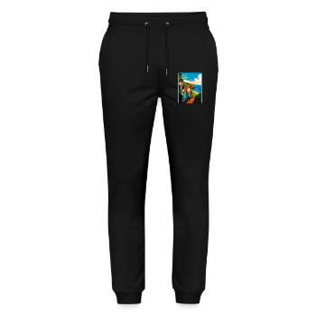 São Miguel Portugal Vintage Travel Poster Souvenir - Stanley/Stella Mover Unisex Organic Jogging Trousers - black - Front - Marisol (170cm) & Nik (191cm)