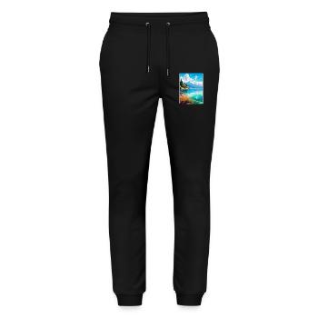 Lake Annecy France Vintage Travel Poster Souvenir - Stanley/Stella Mover Unisex Organic Jogging Trousers - black - Front - Marisol (170cm) & Nik (191cm)
