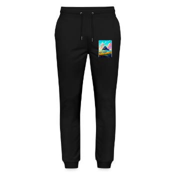 Mont Saint Michel France Vintage Travel Poster WPA - Stanley/Stella Mover Unisex Organic Jogging Trousers - black - Front - Marisol (170cm) & Nik (191cm)