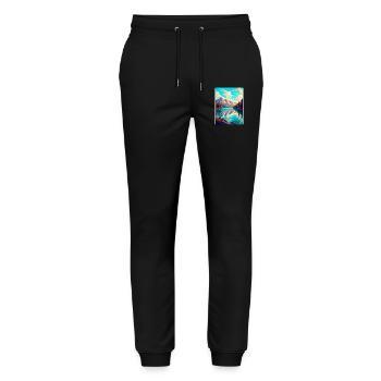 Caumasee Switzerland Vintage Travel Poster WPA Art - Stanley/Stella Mover Unisex Organic Jogging Trousers - black - Front - Marisol (170cm) & Nik (191cm)