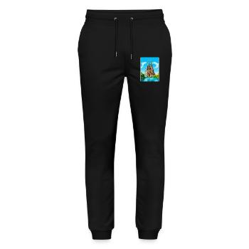 Barcelona Spain Vintage Travel Poster Souvenir WPA - Stanley/Stella Mover Unisex Organic Jogging Trousers - black - Front - Marisol (170cm) & Nik (191cm)