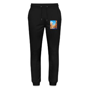 Alicante Spain Vintage Travel Poster Souvenir WPA - Stanley/Stella Mover Unisex Organic Jogging Trousers - black - Front - Marisol (170cm) & Nik (191cm)