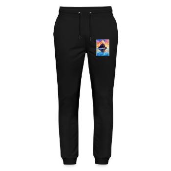Mont Saint Michel France Vintage Travel Poster WPA - Stanley/Stella Mover Unisex Organic Jogging Trousers - black - Front - Marisol (170cm) & Nik (191cm)