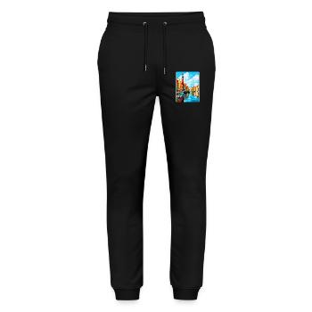 Gdansk Poland Vintage Travel Poster WPA Souvenir - Stanley/Stella Mover Unisex Organic Jogging Trousers - black - Front - Marisol (170cm) & Nik (191cm)