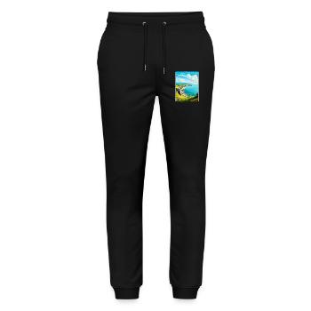 Grand Orme Pays de Galles Royaume-Uni Affiche de voyage vintage souvenir - Pantalon de jogging bio MOVER Stanley/Stella unisexe - noir - Devant - Marisol (170cm) & Nik (191cm)