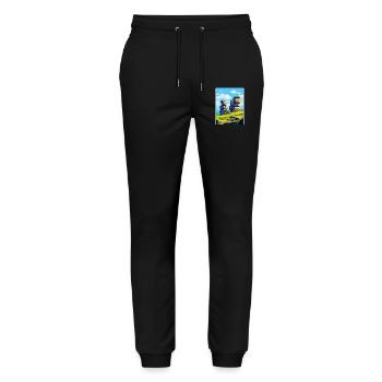 Brimham Rocks Angleterre Royaume-Uni Affiche de voyage vintage WPA - Pantalon de jogging bio MOVER Stanley/Stella unisexe - noir - Devant - Marisol (170cm) & Nik (191cm)