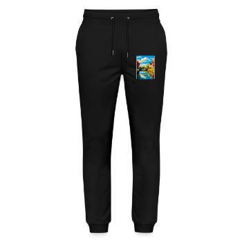Bourton On The Water England Uk Travel Poster WPA - Stanley/Stella Mover Unisex Organic Jogging Trousers - black - Front - Marisol (170cm) & Nik (191cm)