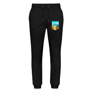 Îles Scilly Uk Affiche de voyage vintage souvenir - Pantalon de jogging bio MOVER Stanley/Stella unisexe - noir - Devant - Marisol (170cm) & Nik (191cm)