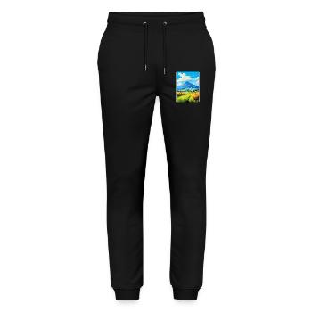 Mourne Mountains Vintage Travel Poster Souvenir - Stanley/Stella Mover Unisex Organic Jogging Trousers - black - Front - Marisol (170cm) & Nik (191cm)
