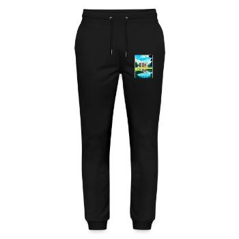 Attingham Park Shropshire Voyage Poster Souvenir - Pantalon de jogging bio MOVER Stanley/Stella unisexe - noir - Devant - Marisol (170cm) & Nik (191cm)