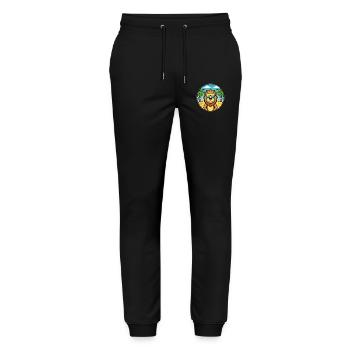 Lion Funny Cartoon Summer Beach Sunglasses Sticker - Stanley/Stella Mover Unisex Organic Jogging Trousers - black - Front - Marisol (170cm) & Nik (191cm)