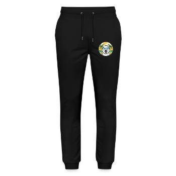 Große Pyrenäen Hunderasse Cartoon Sonnenbrille Strand - Stanley/Stella Unisex Bio Jogginghose Mover  - Schwarz - Vorne - Marisol (170cm) & Nik (191cm)