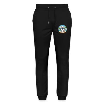 Keeshond Chien Race Dessin Animé Lunettes de Soleil Plage - Pantalon de jogging bio MOVER Stanley/Stella unisexe - noir - Devant - Marisol (170cm) & Nik (191cm)
